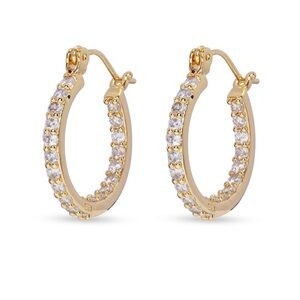 Gold Crystal Pave Hoop Earrings - Women's Jewelry